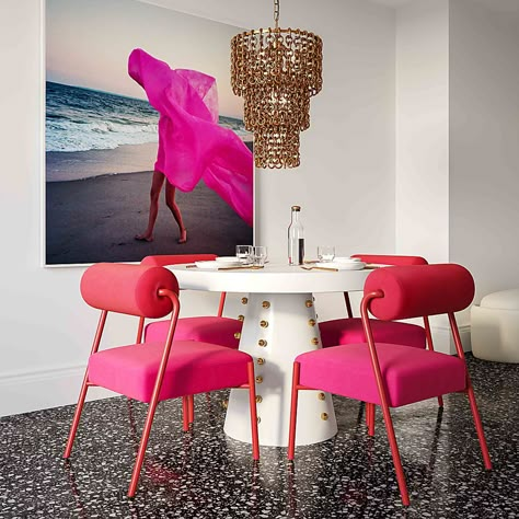 Pink Dining Chairs, Apartment Vibes, Velvet Dining Chair, Unique Chair, Velvet Dining Chairs, Furniture Care, Kitchen & Dining Chairs, Furniture Dining Chairs, New Living Room