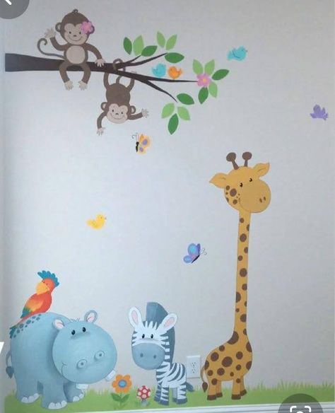 Nursery Room Wall Ideas, Murals For Bedroom Wall, Kids Wall Paint Ideas, Kids Room Painting Ideas, Kids Mural Ideas Bedrooms, Wall Painting Ideas For Kids, Kids Wall Painting, Kids Room Wall Design, Wall Painting Kids Room