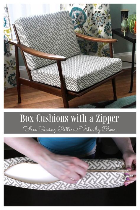 Sewing Chair Cushions Tutorials, Sew Chair Cushion, Sewing Chair Cushions, Chair Cushions Diy, Cushion Sewing Pattern, Replacement Sofa Cushions, Diy Chair Cushions, Diy Sofa Cover, Island Furniture