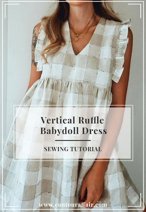 Babydoll Style Dress Pattern, Easy Sewing Projects Womens Clothes, Easy Babydoll Dress Pattern, Short Dress Pattern Free Sewing, Jumper Dress Pattern Free, Sewing Silky Fabric, Babydoll Dress Sewing Pattern Free, Diy 2 Piece Outfit Sewing Patterns, Diy Sewing Dress Patterns