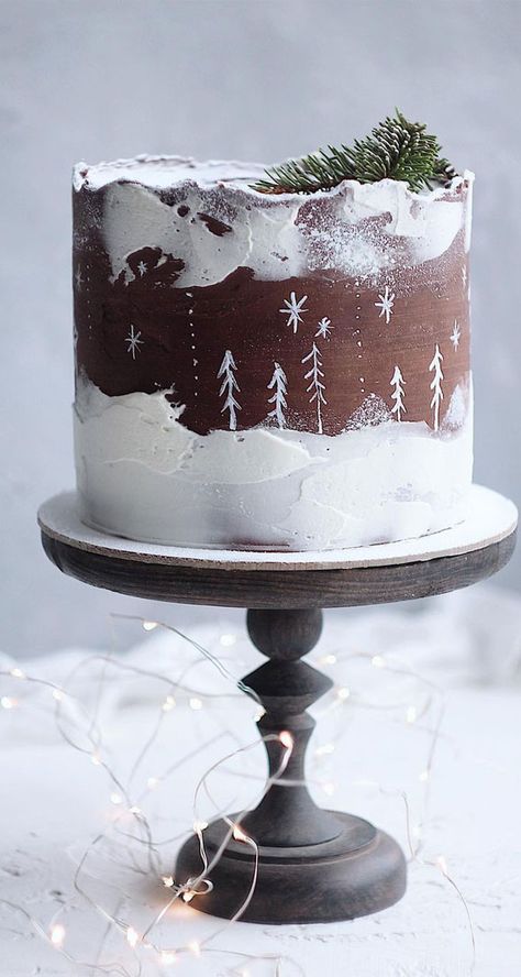 Winter Torte, Christmas Themed Cake, Christmas Cake Designs, New Year's Cake, Christmas Cake Decorations, Xmas Cake, Winter Cake, Christmas Cooking, Holiday Cakes