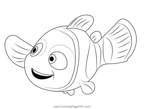 Smiling Nemo Coloring Page Nemo Cartoon Drawing, Nemo Drawings Easy, Nemo Tattoo Design, Nemo Coloring Pages Free Printable, Disney Character Outlines, Finding Nemo Tattoo Ideas, Finding Nemo Drawings, Nemo Sketch, Nemo Drawings