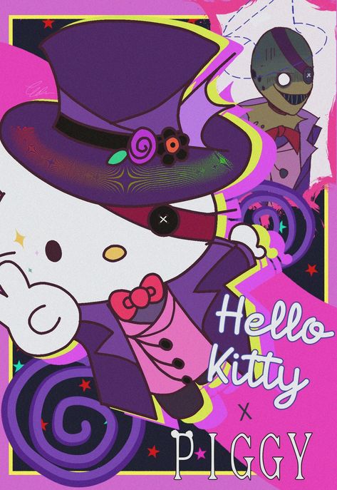 Credits to @Eli_is_a_weirdo on Twitter (Hello kitty x piggy) Piggy Wallpaper, Tio Piggy, Hello Kitty Core, Art Sanrio, Royalty Core, Cartoon Hello Kitty, Good Horror Games, Piggy Fanart, Pig Games