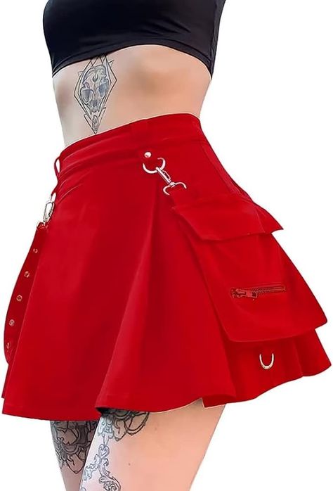 Amazon.com: Ruolai Women's Goth Mini Pleated Skirts Sexy Club Y2k High Waist Tennis Skater A-line Skirt Red M : Clothing, Shoes & Jewelry Black Pleated Mini Skirt, Womens Mini Skirts, Black Pleated Skirt, Pleated Skirts, Beautiful Clothes, Cute Skirts, Pleated Mini Skirt, Tennis Skirt, Clothes Pins