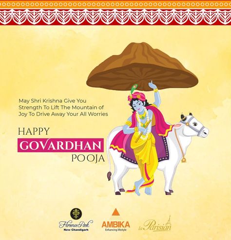 A day of faith, a day of happiness and immense love. Wishing you peace of mind above everything else on this Govardhan Puja. Happy Govardhan Puja to you and your family! #goverdhanpooja #goverdhan #vrindavan #krishna #radhekrishna #radheradhe #harekrishna #lordkrishna #kanha #ambikarealcon Govardhan Wishes, Goverdhan Pooja, Govardhan Pooja, Happy Govardhan Puja, Happy Govardhan, Govardhan Puja, Vrindavan Krishna, Day Of Happiness, Paper Craft Videos