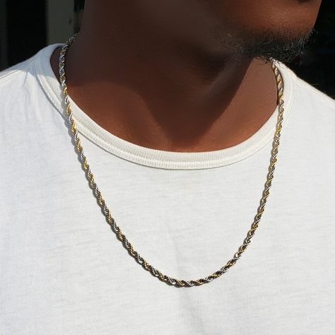 Get on trend in the stunning shiny rope chain! Wear it alone as a statement or layer it with your favorite necklaces. ✔ Non Tarnish ✔ Hypoallergenic ✔ Water Resistant ✔ Quality Guarenteed MATERIAL: stainless steel, 18k gold COLOR: silver and gold Custom Coins, Bar Necklace Personalized, Cuban Link Chain Necklaces, Rope Chain Necklace, Mens Chain Necklace, Cuban Link Chain, Coin Necklace, Chain Link Necklace, Rope Chain