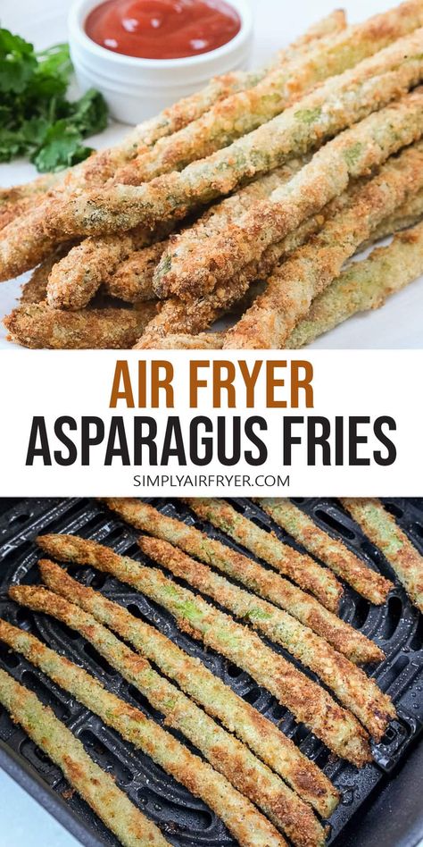 Want to make air fryer asparagus fries? These tasty breaded asparagus stalks are easy to make and perfectly dippable with a crunch! Homemade Panko, Air Fryer Asparagus, Asparagus Recipes Oven, Easy Asparagus Recipes, Asparagus Recipes Baked, Grilled Asparagus Recipes, Asparagus Fries, Panko Crumbs, Air Fry Recipes