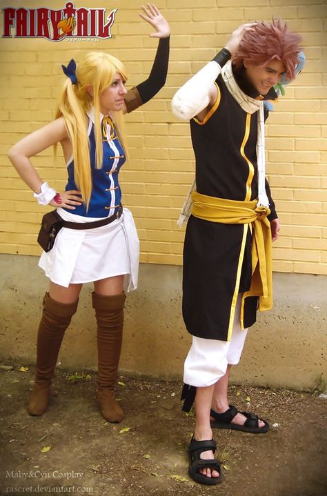 haha i love that one my bby are the cutest // make me think about someone hmmm // Natsu and Lucy Cosplay // Fairy Tail Fairy Tail Costumes, Natsu Cosplay, Lucy And Natsu, Good Cosplay, Lucy Cosplay, Lucy Costume, Cosplay Fairy, Keen Boots, Fairy Tail Cosplay