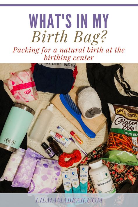 Birth Bag For Birth Center, Natural Birth Essentials, Birth Bag Checklist, Birth Center Bag Checklist, Birthing Center Bag Packing Lists, Doula Bag Essentials, Birthing Essentials, Birth Center Packing List, Birthing Tips