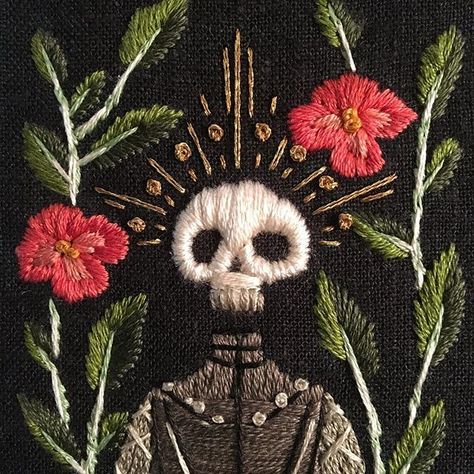 Halloween design, day of the dead design, dia de los muertos design, embroidery Lulucore Aesthetic, Tina Core, Kate Walsh, A Skeleton, Arte Inspo, A Skull, Embroidery Inspiration, Memento Mori, Diy Embroidery