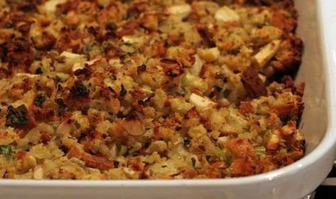 Cornbread Stuffing Recipe: The Best One Around Crock Pot Dressing, Crockpot Dressing, Vegan Stuffing, Cornbread Stuffing Recipes, Chestnut Stuffing, Chicken Apple Sausage, Christmas Dinner Menu, Cornbread Dressing, Interesting Recipes