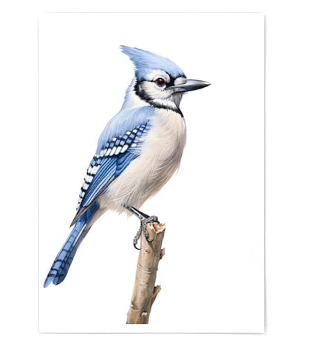 Blue Jay Print - Blue Jay Bird Wall Art Print Poster Unframed - Watercolor Blue Jay Bird Print - Bird Wall Art - Blue Jay Painting - Blue Jay Artwork Illustration (5x7) Watercolor Blue Jay, Blue Jay Painting, Bird Portrait, Blue Jay Bird, Wall Art Illustration, Portrait Wall Art, Jay Bird, Watercolor Blue, Painting Blue