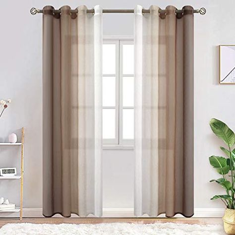 Brown Furniture Curtains, Light Brown Curtains, Havenly Dining Room, Grey Curtains Living Room, Ombre Curtains, Brown Curtains, Curtains Ideas, Country Curtains, Beige Sofa