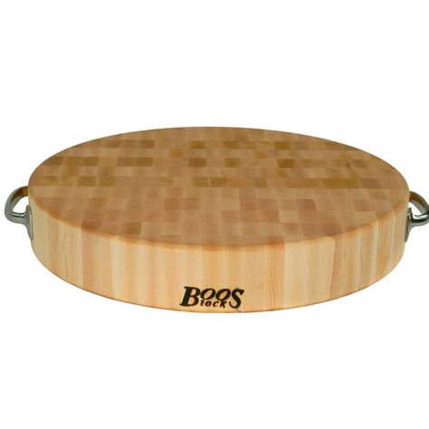 John Boos 18" End Grain Maple Round Chopping Block with Handles | Wayfair.ca Boos Butcher Block, Carving Board, Chopping Block, End Grain, Junk Drawer, Steel Handle, Cooking Tools, Butcher Block, Maple Wood