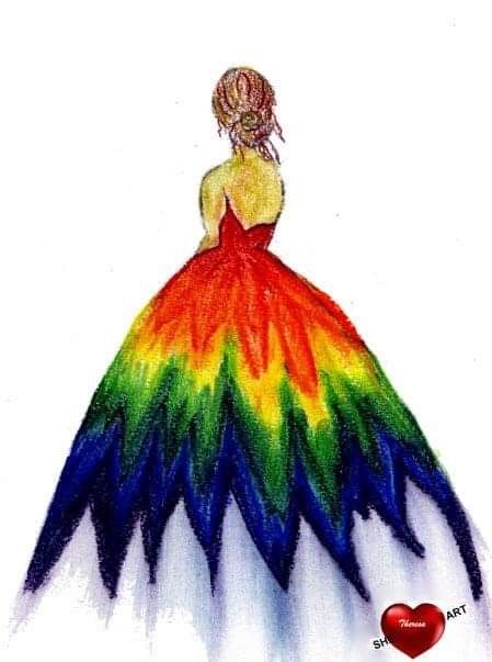 Primary Colors Drawing Art, Elements Of Design Color, Themed Prom Dresses, Colorful Prom Dresses, Color Wheel Art, Harmony Art, Radha Painting, Color Drawing Art, Dress Illustration