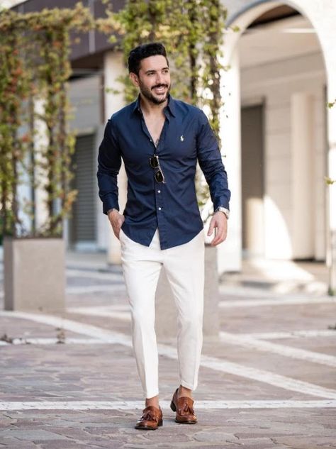 Blue Shirt Combination, Shirt Combination Men, Blue Shirt Outfit Men, Black Shirt Outfit Men, Blue Colour Shirt, Grey Pants Men, Shirt Combination, White Pants Men, Navy Pants Men