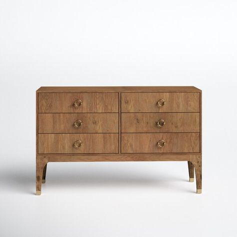 Joss & Main Earnshaw 6 Drawer 56" W Dresser & Reviews | Wayfair Folded Sweaters, Dresser Wood, Contemporary Dresser, Lined Drawers, Add Storage, Ship Decor, Furniture Rehab, Bedroom Color, Wood Dresser