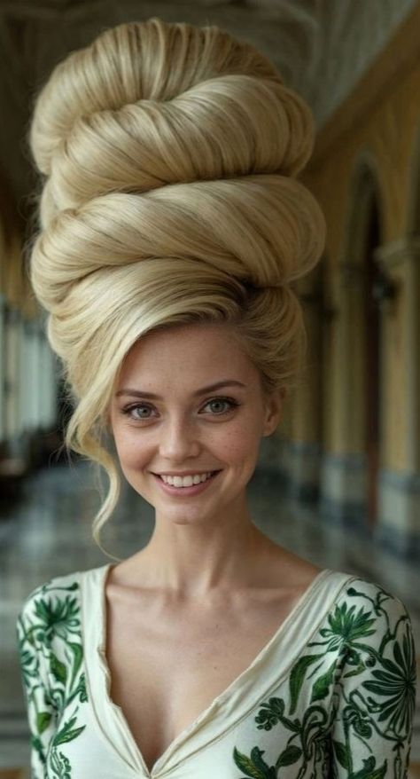 Huge Hair Bun, Bouffant Bun, Hair Movie, High Bun Hairstyles, Huge Hair, Long Hair Buns, Big Bun Hair, Bouffant Hair, Big Bun