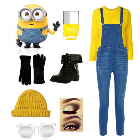 A set on Polyvore Minion Outfit Women, Minion Outfit, Minion Costume, Black Lace Up Flats, Minion Costumes, Jumpsuit Overalls, Costume Women, Dining Room Storage, Lace Up Flats