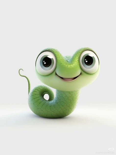 Cartoon Snake, Green Snake, Cute Animal Clipart, Cute Fantasy Creatures, Cute Animals Images, Cute Cartoon Pictures, Cartoon Pictures, Cute Critters, Animal Clipart