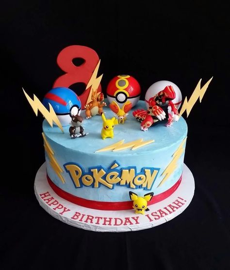 A fun Pokémon cake! The birthday boy wanted a cool cake th… | Flickr Pokemon Birthday Cake Boys, Pokemon Cake Birthday, Cake Birthday Boys, Pokémon Cake, Pokemon Birthday Cake, Pikachu Cake, 7th Birthday Cakes, Resipi Kek, Pokemon Cake