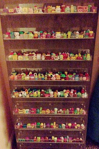 Shopkins display - attached acrylic nail polish display shelves to stained plywood board! Shopkins Display, Stained Plywood, Nail Polish Display, Nerdy Nummies, Shopkins Toys, Acrylic Nail Polish, Plywood Board, Polish Display, Mini Brands