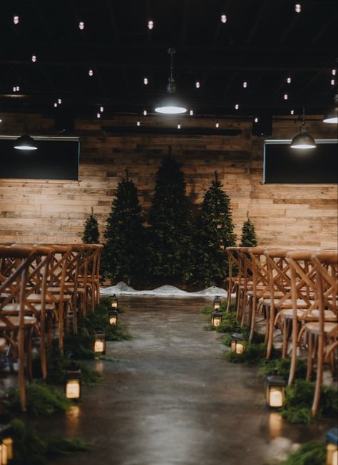 Winter Ceremony Aisle Decor, Wedding Aisle Decorations Winter, Winter Aisle Decor, Christmas Wedding Isles Decoration, Winter Wedding Isles, Winter Chapel Wedding, Winter Wedding Aisle Decor, Winter Reception Decorations, Winter Wedding Decor Ideas