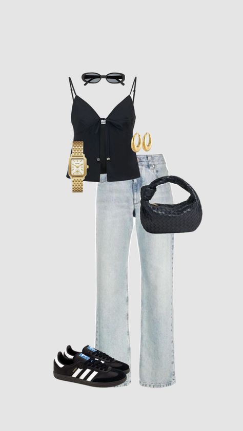 Hey!!! #outfitinspo #fashioninspo #newyork #aestheticgirl #fitinspo #goldjewelry #bottega #bottegaveneta #bottegavenetabag #alexandermcqueenshoes #addidassamba #sambas #blacksambas #jeans Clean Girl Aesthetic, Top Jeans, Funny Sayings, Clean Girl, Why People, Black Top, Fails, Wonder, T Shirt