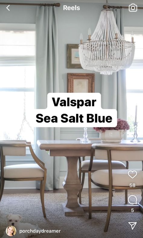 Sea Salt Blue Valspar, Valspar Sea Salt Blue, Sea Salt Blue, Urban Farmhouse, To The Mountains, Colorful Home, Inspiration Boards, Sea Breeze, Paint Color