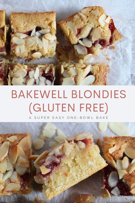 Gluten Free Bakewell Tart Recipe, Gf Blondies Recipe, Gluten Free Slices Recipes, Gluten Free Traybake, Gluten Free Traybake Recipes, Gluten Free Blondies Recipe, Gluten Free Slices, Gluten Free Slice, Gluten And Dairy Free Baking