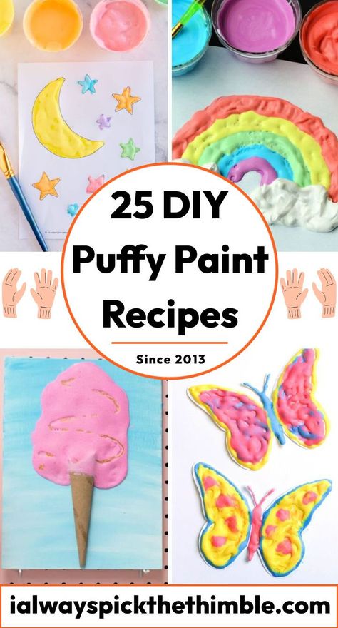 25 DIY Puffy Paint Recipe: How To Make Puffy Paint Puffy Paint Diy, Make Puffy Paint, Puffy Paint Crafts, Puffy Paint Recipe, Diy Floam, Homemade Puffy Paint, Diy Puffy Paint, Shaving Cream Painting, Paint Recipe