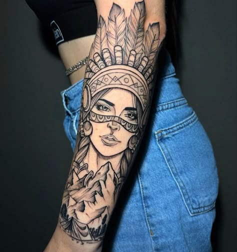 Indian Style Tattoos, Animal Design Tattoo, P Tattoo, Native American Tattoos, Feminine Tattoo Sleeves, Cool Tattoo Drawings, Hand Tattoos For Women, Indian Tattoo, Tattoo Feminina