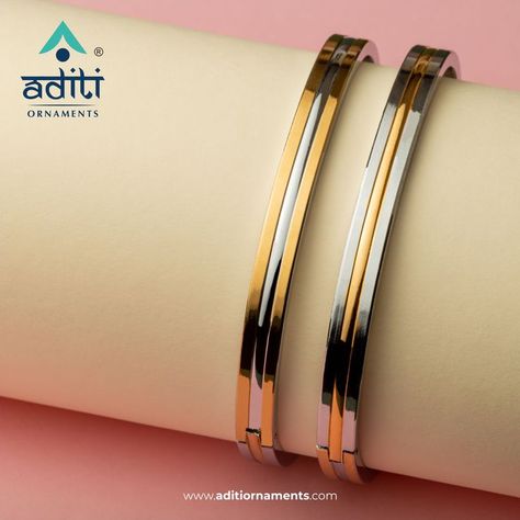 Redifine glamour & elegance with an uncanny blend of stunning silver bracelet with gold plating. . . . . #designer #gents #kada #gentskada #Bahubalikada #rudrakshjewellery #silverrajkot #silverwholesale #womanjewellery #aditi #aditiornaments #rings #kidskada #silverkada #kadli #silverornamentsrajkot #silverjewellery #silverjewellery925 #silverjewellerymaking Gents Kada, Mens Bracelet Gold Jewelry, Man Gold Bracelet Design, Baby Jewelry Gold, Gold Pendants For Men, Fashion Jewelry Necklaces Gold, Gold Kada, Antique Gold Earrings, Gold Bangles For Women