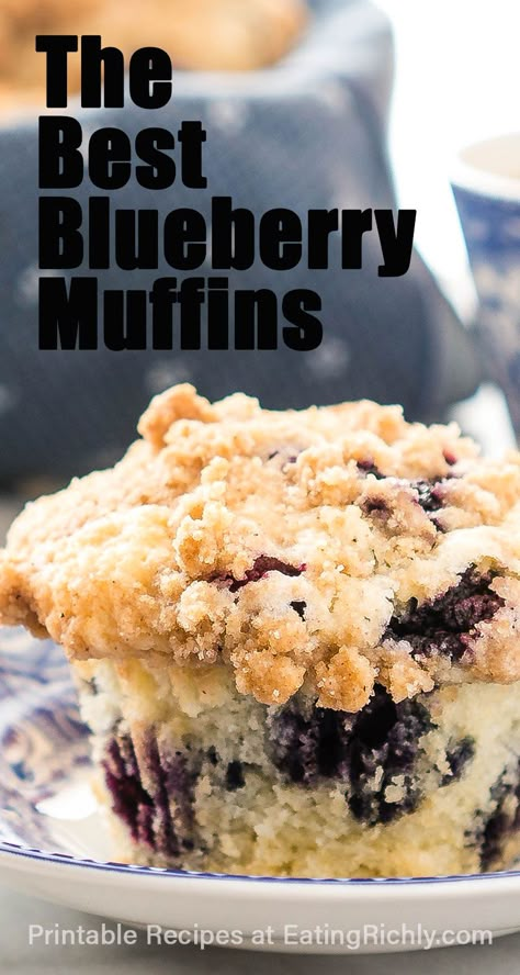 Fresh Blueberry Muffins, Blueberry Crumble Muffins, The Best Blueberry Muffins, Bakery Style Blueberry Muffins, Blueberry Muffin Recipe Easy, Blueberry Streusel Muffins, Blueberry Streusel, Muffins Blueberry, Crumble Muffins