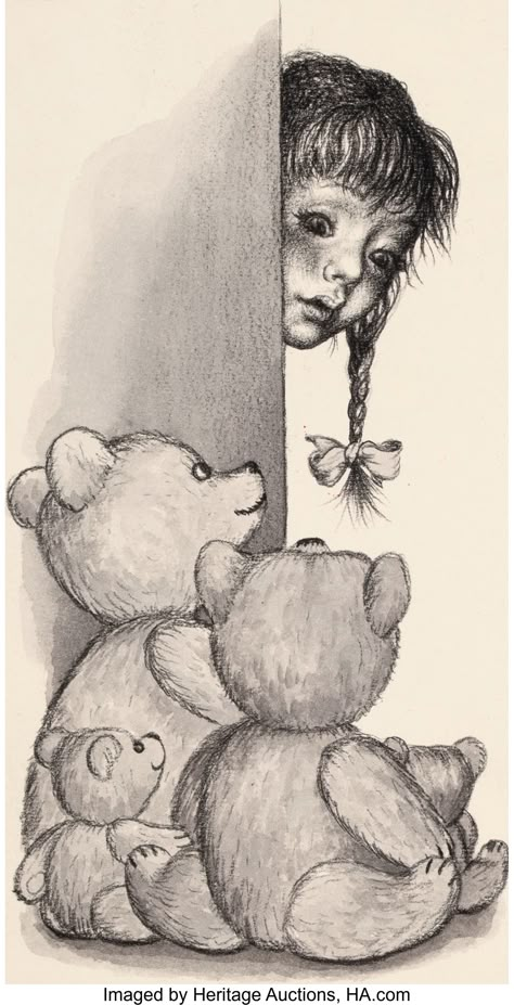 GARTH WILLIAMS (American, 1912-1996). Susan's Bears, The Tall Book | Lot #71258 | Heritage Auctions Garth Williams, Children Sketch, Cool Pencil Drawings, Art Drawings Sketches Pencil, Interior Illustration, Beauty Art Drawings, Make Believe, Book Drawing, Nature Art Painting