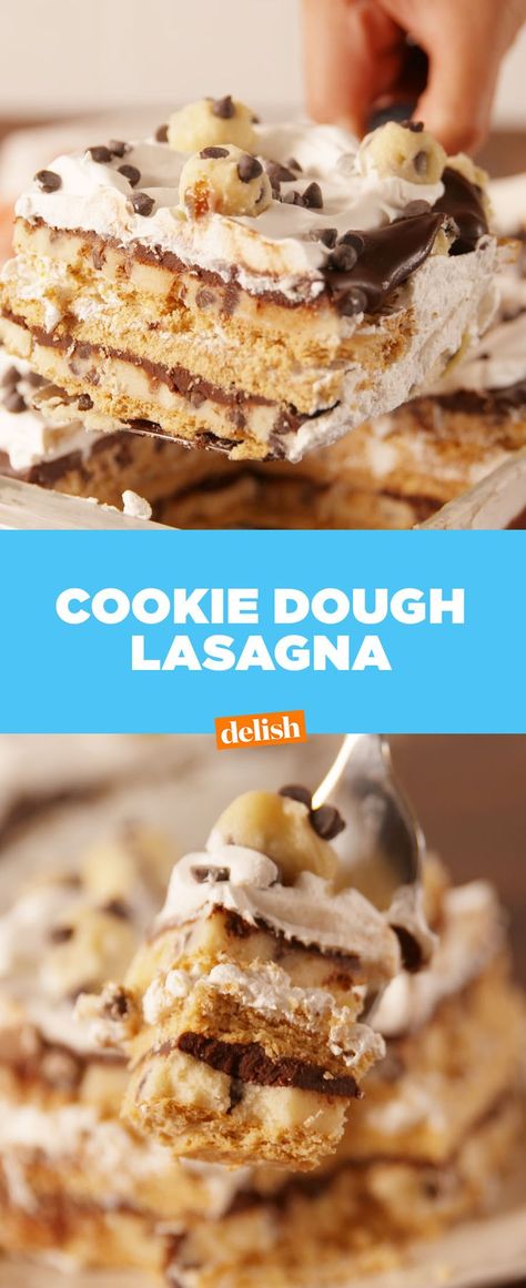 Dough Desserts, Cookie Dough Desserts, Dessert Lasagna, Chocolate Lasagna, Desserts Ideas, Cookie Dough Recipes, Chocolate Chip Cookie Dough, Eat Dessert, Tips And Advice