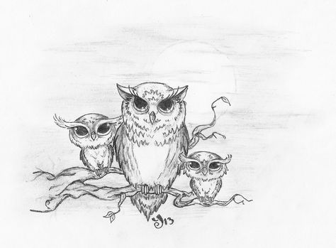 Baby Owl Tattoos, Owl Tat, Cute Owl Tattoo, Owl Sketch, Tattoo Painting, Castle Tattoo, Owl Tattoo Design, Owls Drawing, Owl Family