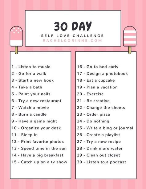 30 Day Self Love Challenge - Keep yourself happy with this 30 day challenge! 30 Day Self Love Challenge, Self Love Challenge, Happiness Challenge, Fitness Style, Vie Motivation, Love Challenge, Health Challenge, 30 Day Challenge, Self Care Activities