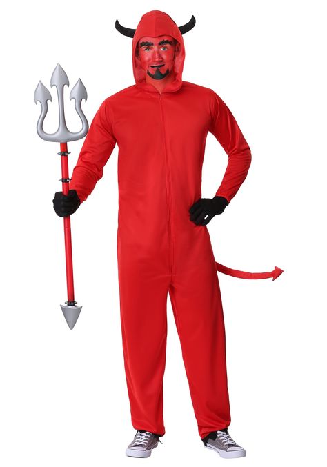 #devil #man #halloweencostumes Devil Costume For Men, Hor Devours, Auburn Hairstyles, Unique Couple Halloween Costumes, Jumpsuit Costume, Red Suspenders, Costume For Men, Cape Costume, Men Jumpsuit