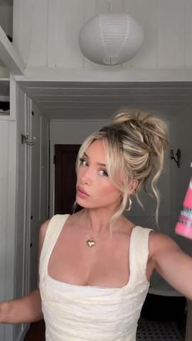 Messy updo hairstyle #hairtutorial #fypシ #bunhairstyle #messybun #wedd... | TikTok Messy Prom Updo, Delaney Childs Messy Bun, Crimped Updo, Messy Formal Bun, Delaney Childs Bun, Messy Formal Updo, Easy Wedding Hairstyles For Medium Hair, Messy Up Do, Delaney Childs Hair