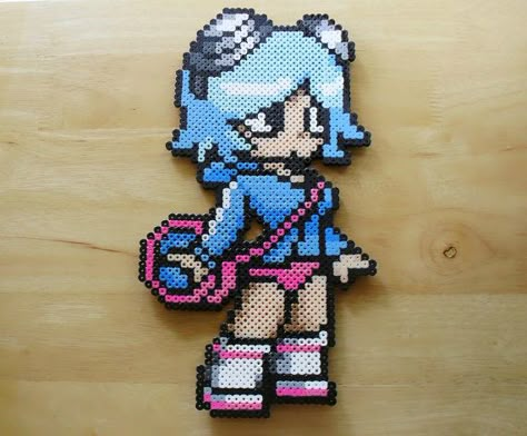 Scott Pilgrim Ramona Flowers, Scott Pilgrim Ramona, Stitch Anime, Pixel Beads, Ramona Flowers, 3d Perler Bead, Scott Pilgrim Vs. The World, Scott Pilgrim Vs The World, Perler Art