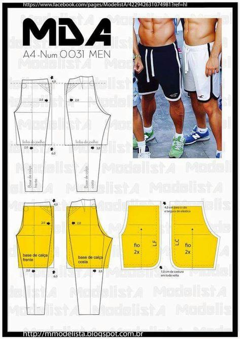 Men's sport pants and shorts Celana Boxer, Men Pants Pattern, Pola Rok, Sewing Men, Mens Sewing Patterns, Trouser Pattern, Sewing Pants, Shorts Pattern, Kampot