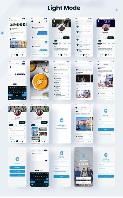 Collegro is a Premium and High-Quality College Social Media App UI Kit with 100+ HQ Screens and easy-to-use FIGMA Designs crafted with Love and focused on UX-friendliness. College Social Media, Social Media App Ui, Poppins Font, Fonts Website, Social App Design, Ux Design Mobile, Unique Website Design, Ux App Design, Ui Ux App