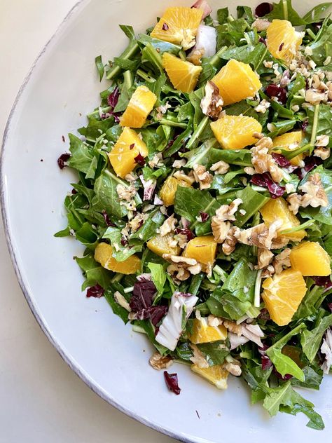 Dandelion and Radicchio Salad with Meyer Lemon Vinaigrette Recipe - Pamela Salzman Citrus Dressing Recipe, Meyer Lemon Vinaigrette, Salad With Grapefruit, Lemon Vinaigrette Recipe, Everyday Salad, Dandelion Salad, Savory Granola, Pomegranate Vinaigrette, Olive Oil Salad