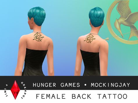 The Sims Resource: Hunger Games Mockingjay Back Tattoo by SIms4Krampus • Sims 4 Downloads The Sims 4 Cc Hunger Games, Hunger Games Sims 4 Cc, Sims 4 Cc Tattoos, Sims 4 Controls, Los Sims 4, Sims 4 Tattoos, Sims 4 House Building, Hunger Games Mockingjay, Peeta Mellark