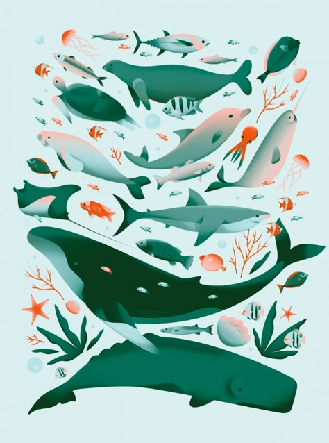 Under The Sea Illustration, The Sea Illustration, Sea Illustration, Beauty Of The World, Sea Design, Arte Animal, New Energy, Freelance Graphic Design, Beautiful Place