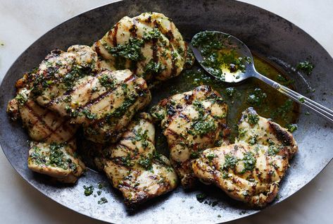 Chimichurri Chicken Recipe - NYT Cooking  Definitely read the readers notes Spicy Coleslaw, Chimichurri Chicken, Watermelon Salad, Nyt Cooking, Green Sauce, Enjoy The Little Things, Chicken And Dumplings, Boneless Chicken, Butter Chicken