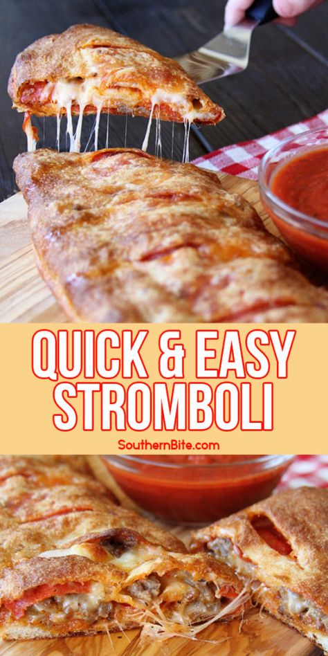 With only 5 ingredients, this Easy Stromboli will be ready in about 35 minutes! Easy Stromboli, Stromboli Recipe Easy, Resep Pizza, Stromboli Recipe, Traditional Italian Dishes, Pizza Making, Italian Recipes Easy, 5 Ingredient Recipes, Best Italian Recipes