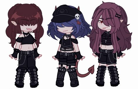 Gacha Punk Outfits, Tomboy Gacha Club Outfits, Gacha Club Outfit Ideas Female, Tomgirl Outfit, Outfit Ideas Tomboy, Tomboyish Outfits, Tomboy Outfit Ideas, Gacha Nox, Rock Star Outfit