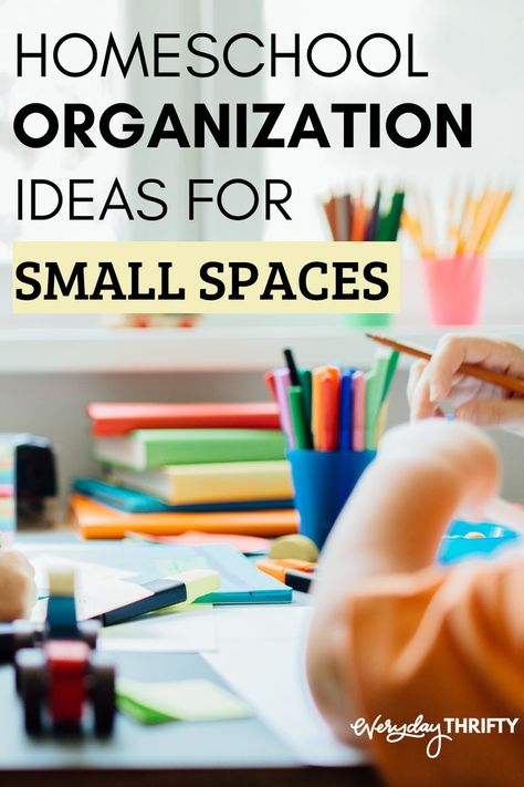 The struggle is real when it comes to homeschool organization for small spaces! See how we converted a dusty hall closet into our homeschool room on a budget. Homeschool Organization For Small Spaces, Homeschool Organization Ideas, Organization For Small Spaces, Organization Ideas For Small Spaces, Room On A Budget, Homeschool Room, Hall Closet, The Struggle Is Real, Ideas For Small Spaces